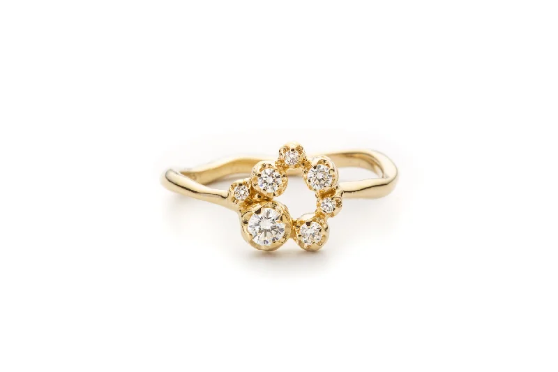 Engagement rings with pave-set citrine for warmth -Small Circle Nr. 01 18K Gold, Whitegold or Rosegold Ring w. Diamonds