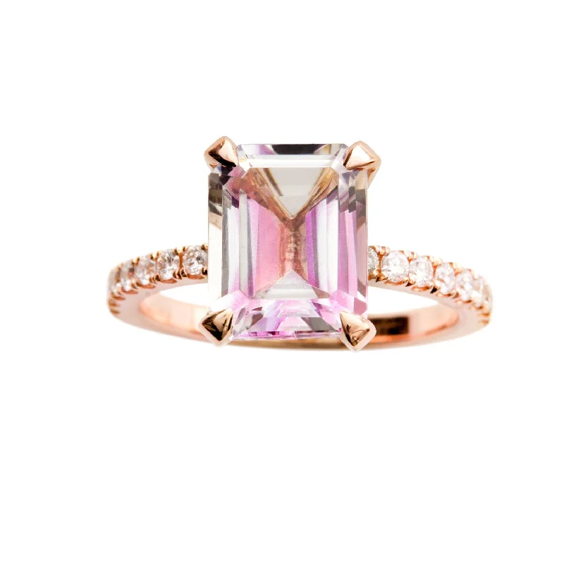 Engagement rings with mixed metal ruby bands -Topaz Engagement Ring Rose Gold, White, Pink