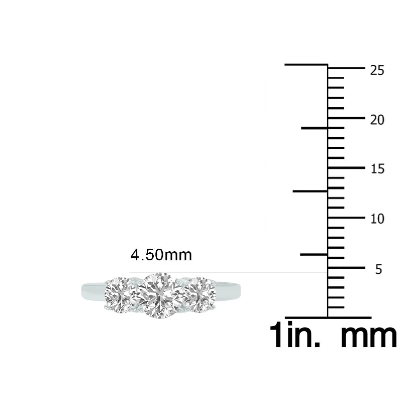 Engagement rings with faceted jade for calm -Marquee 1 Carat TW Three Stone Lab Grown Diamond Ring in 14K White Gold