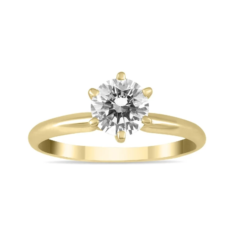 Engagement rings with pave-set citrine for warmth -Marquee 3/4 Carat Diamond Solitaire Ring in 14K Yellow Gold (H-I Color I1-I2 Clarity)