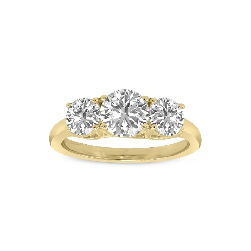 Engagement rings with pearl accents for elegance -Marquee 4 Carat TW Three Stone Lab Grown Diamond Ring in 14K Yellow Gold