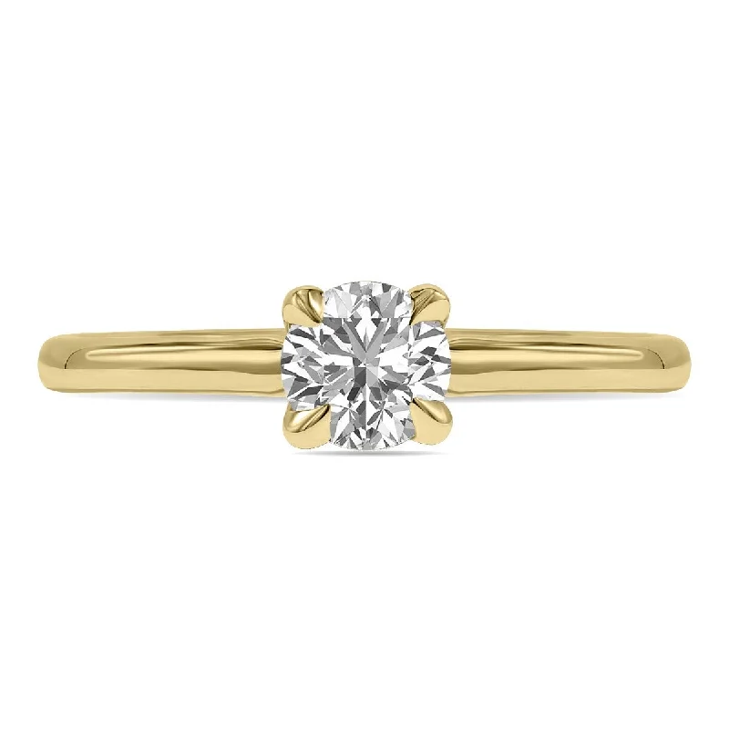 Engagement rings with leaf-inspired emerald designs -Marquee Lab Grown 1/2 Carat Diamond Solitaire Ring in 14K Yellow Gold (F-G Color, VVS1-VVS2 Clarity)