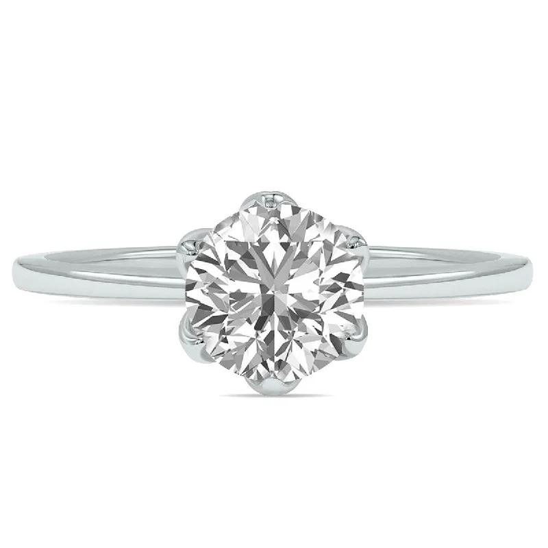 Engagement rings with vintage-inspired claw prongs -Marquee Lab Grown 1 Carat Diamond Solitaire Ring in 14K White Gold (F-G Color, VVS1-VVS2 Clarity)