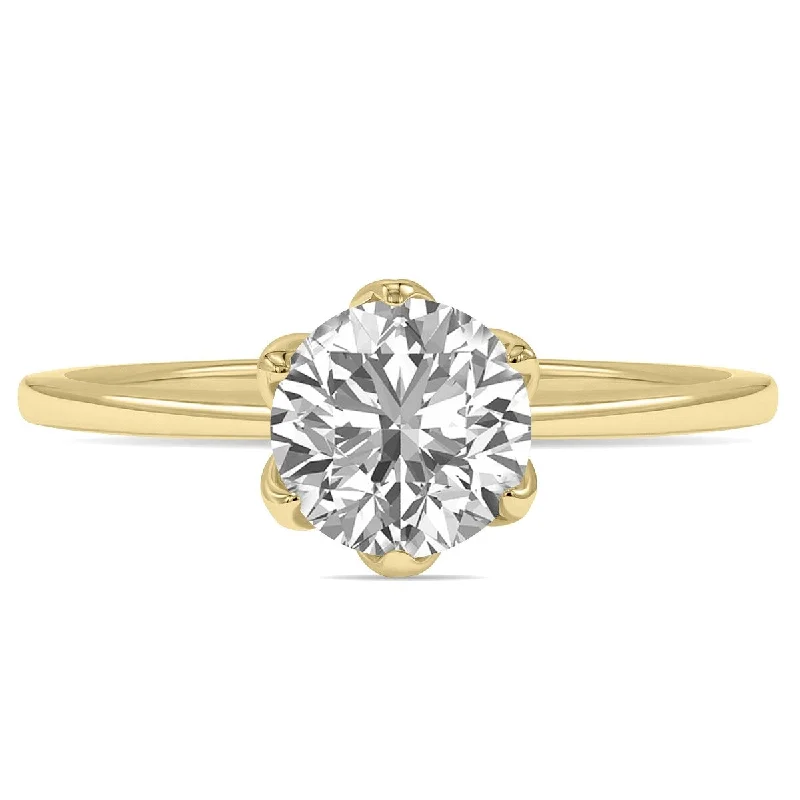 Engagement rings with sunburst aquamarine arrangements -Marquee Lab Grown 1 Carat Diamond Solitaire Ring in 14K Yellow Gold (F-G Color, VVS1-VVS2 Clarity)