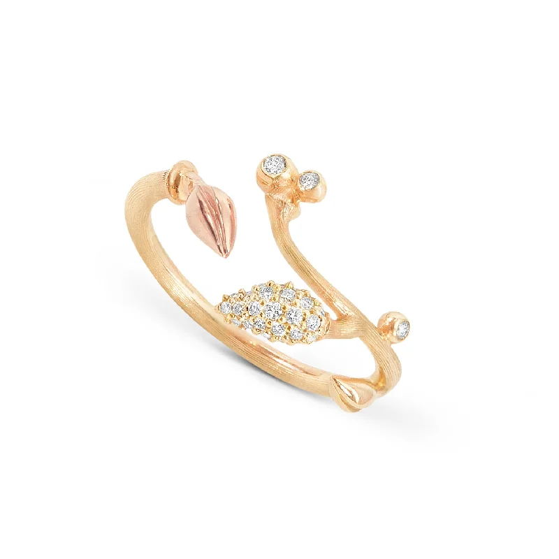 Engagement rings with pearl accents for elegance -Blooming 18K Gold Ring w. Diamonds