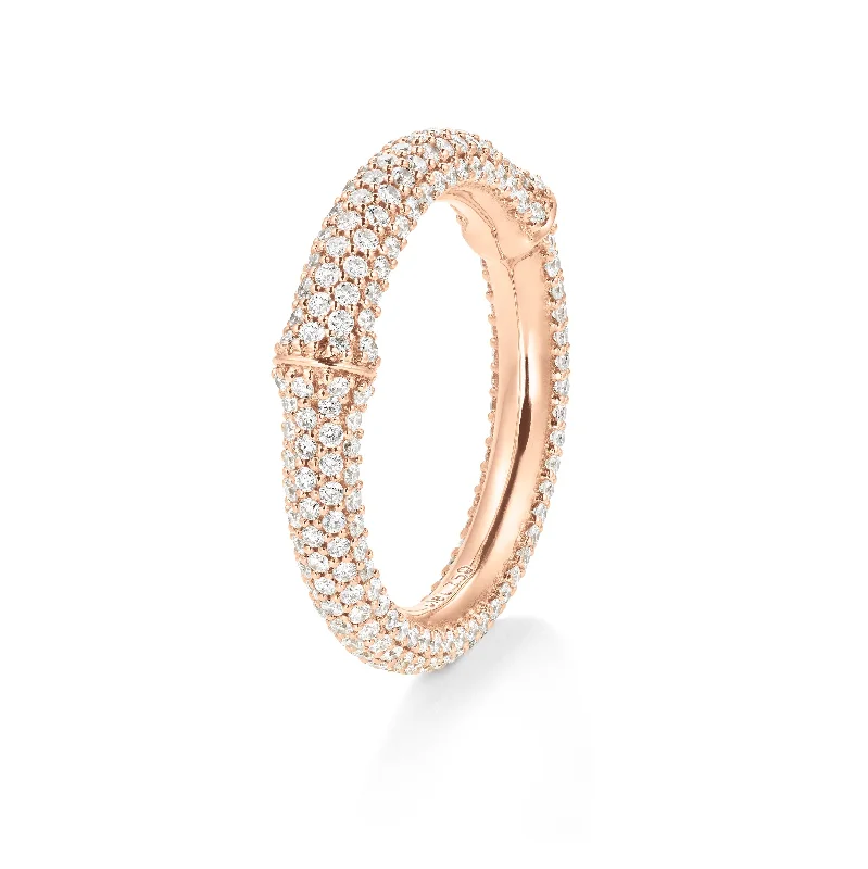 Engagement rings with spiral onyx for edge -Nature Pavé 18K Rosegold Ring w. Diamonds