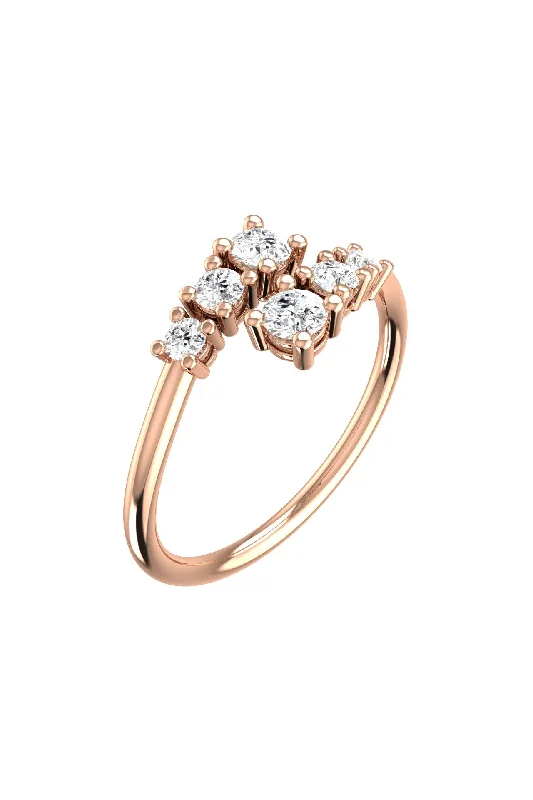 Engagement rings with sleek onyx for contrast -Double Degrade 18K Rose Gold Ring w. Lab-Grown Diamonds