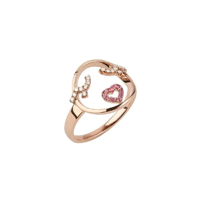 Engagement rings with star sapphire for glow -MOYEN Flutter Eyes 18K Rosegold Ring w. Sapphire & Diamond