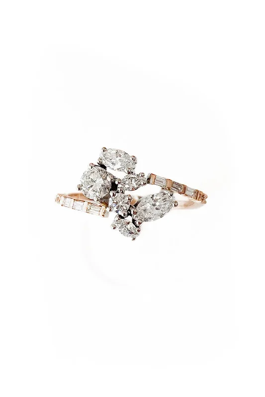 Engagement rings with sleek rose gold twists -Hydra 18K Gold Ring w. Diamonds