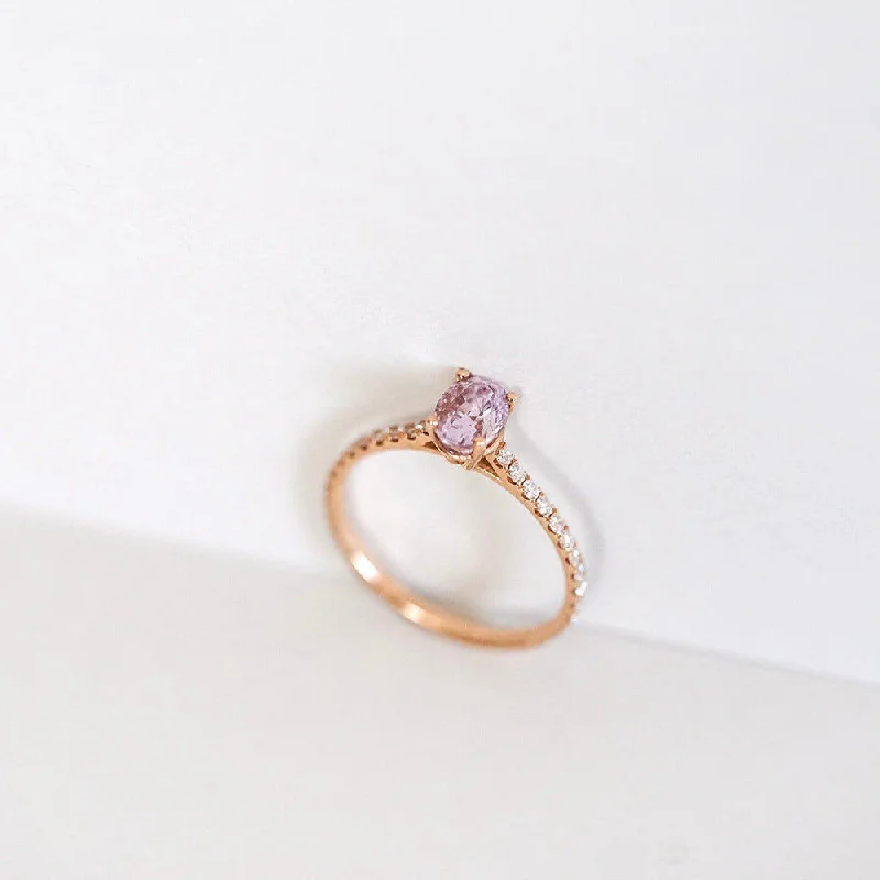 Engagement rings with rose-cut sapphire for vintage -Candy Sweet Pink 18K Rosegold Ring w. Sapphire & Diamonds