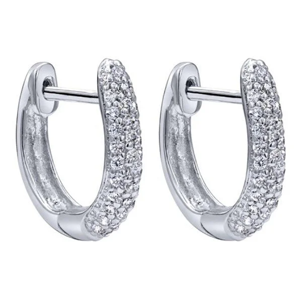 Drop Earrings for Concert Look -Diamond Huggie Earrings 1/4 Cttw 14K White Gold