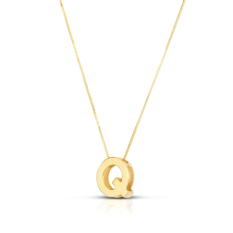 Best necklaces and pendants with gemstone clusters for a bold and colorful effect-14K Gold Block Letter Initial Q Necklace