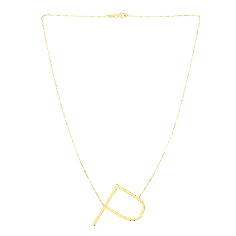 Best necklaces and pendants with crystal accents for a sparkling and elegant style-14K Gold Large Initial P Necklace