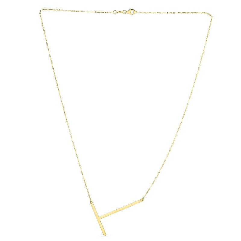 Best necklaces and pendants with zodiac signs for a celestial, astrology-inspired vibe-14K Gold Large Initial T Necklace