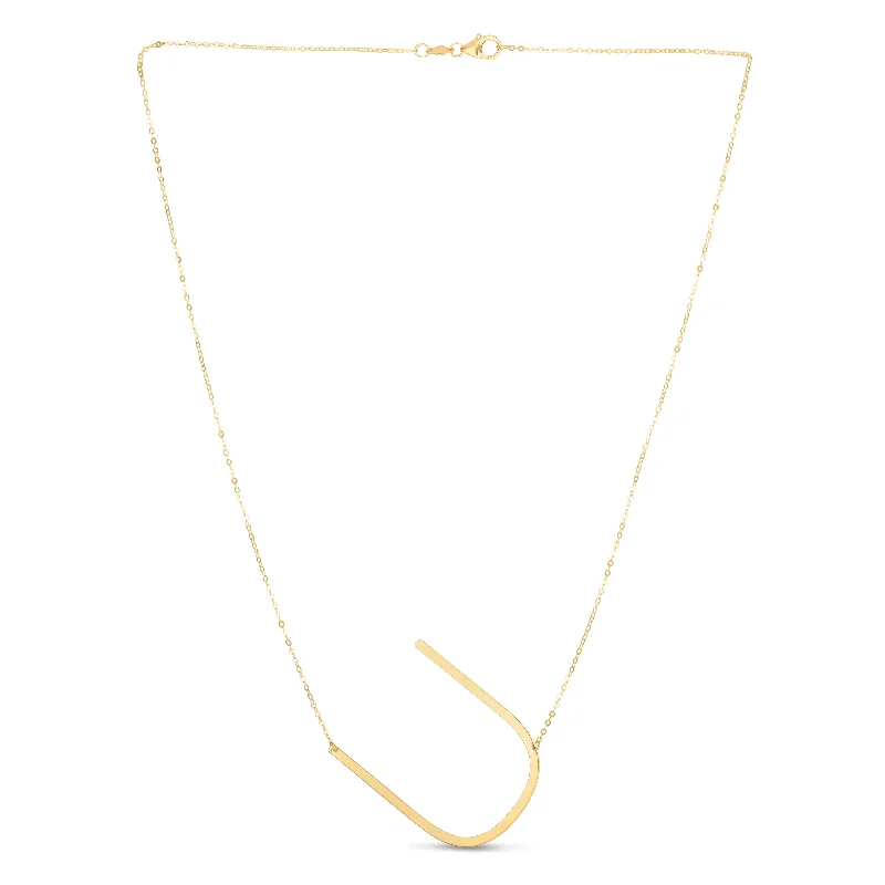 Necklaces and pendants with diamond pendants for a luxurious sparkling effect-14K Gold Large Initial U Necklace