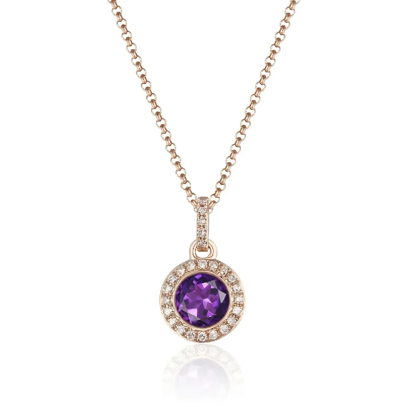 Necklaces and pendants with love knot designs for a romantic, meaningful symbol-14k Rose Gold .68ct Amethyst & .07cttw Diamond Necklace