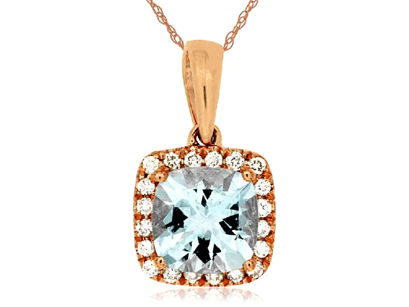 Best necklaces and pendants with vintage lockets for a nostalgic, sentimental look-14k Rose Gold .85ct Aquamarine & .11cttw Diamond Necklace