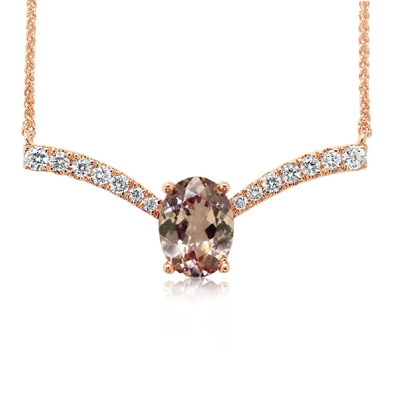 Best necklaces and pendants with opal and gold for a vibrant, luxurious contrast-14K Rose Gold Lotus Garnet/Diamond Neckpiece