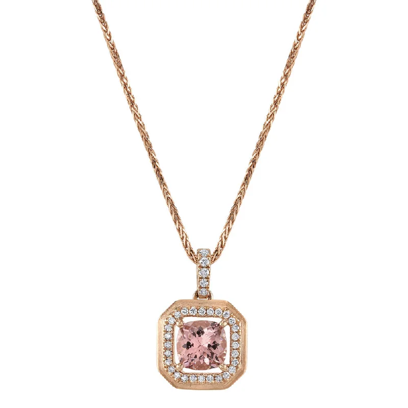 Unique necklaces and pendants with vintage-inspired designs for timeless appeal-14K Rose Gold Lotus Garnet/Diamond Pendant