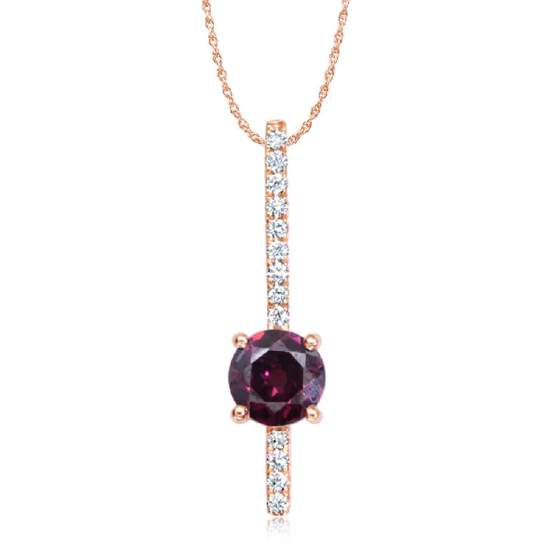 Unique necklaces and pendants with gemstones for a colorful and vibrant statement-14K Rose Gold Rhodolite Garnet/Diamond Pendant