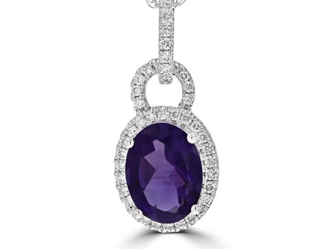 Necklaces and pendants with star-shaped designs for a whimsical, celestial touch-14k White Gold 1.08ct Amethyst & .17cttw Diamond Pendant