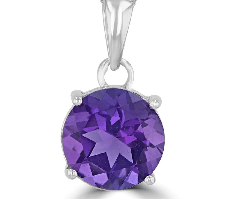 Best necklaces and pendants with seashell designs for a tropical, beachy vibe-14k White Gold 1.69ct Round Amethyst Solitaire Pendant