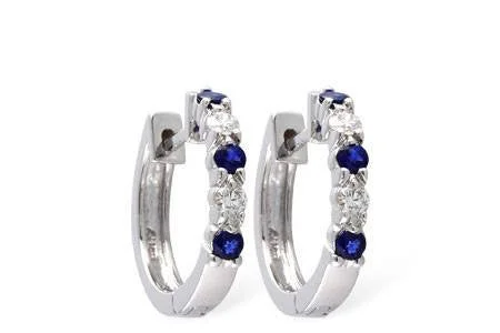 Pearl Drop Earrings for Elegance -Blue Sapphire Huggie Diamond Earrings 1 Cttw 14K White Gold