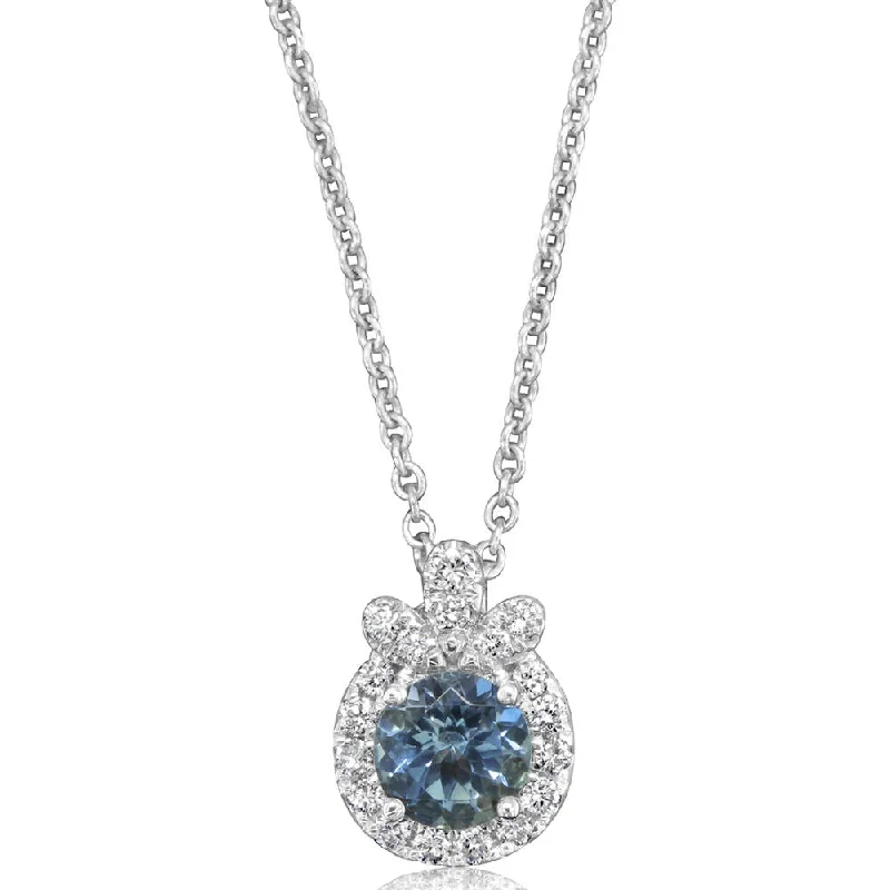 Beautiful necklaces and pendants with gemstone teardrops for an elegant effect-14K White Gold Aquamarine/Diamond Pendant