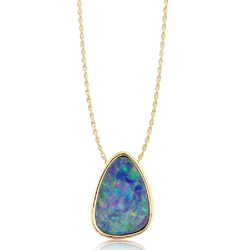 Unique necklaces and pendants with vintage-inspired designs for timeless appeal-14K White Gold Australian Opal Doublet Hidden Bail Pendant