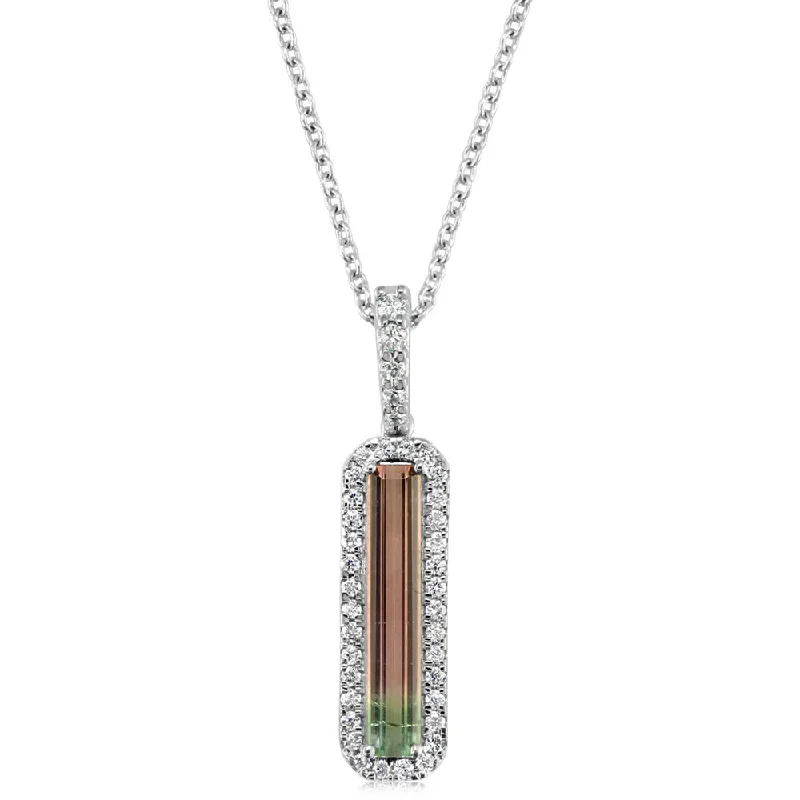 Necklaces and pendants with custom designs for a completely unique jewelry piece-14K White Gold Bi-Color Tourmaline/Diamond Pendant