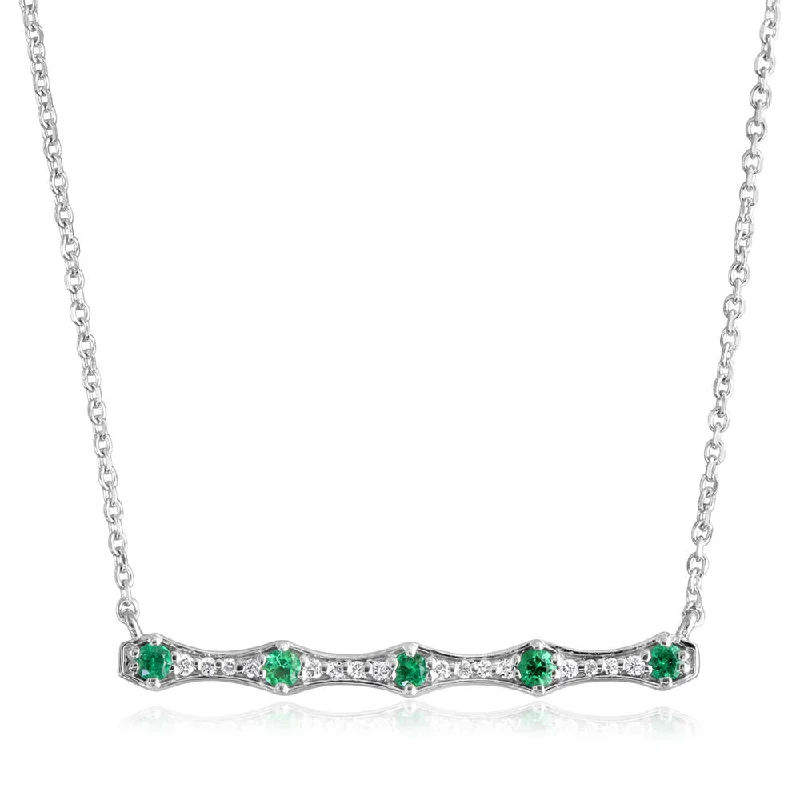 Beautiful necklaces and pendants with moon and star charms for a dreamy effect-14K White Gold Emerald/Diamond Neckpiece