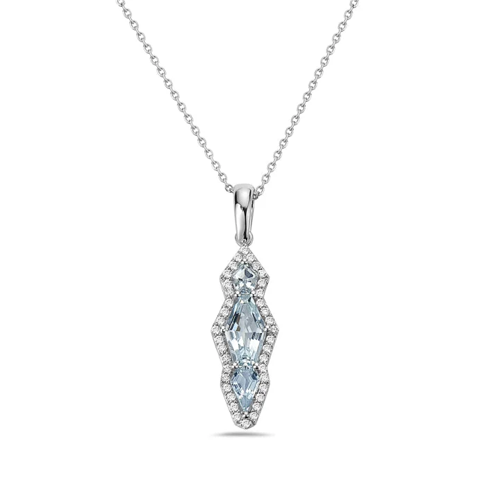 Elegant necklaces and pendants with infinity symbols for timeless designs-14K white gold fancy aquamarine and diamond pendant