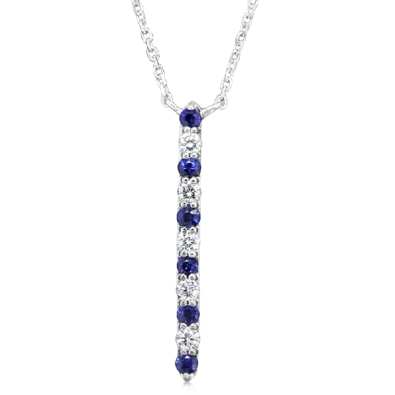 Stylish necklaces and pendants with diamonds for a glamorous and elegant look-14K White Gold Sapphire/Diamond Neckpiece