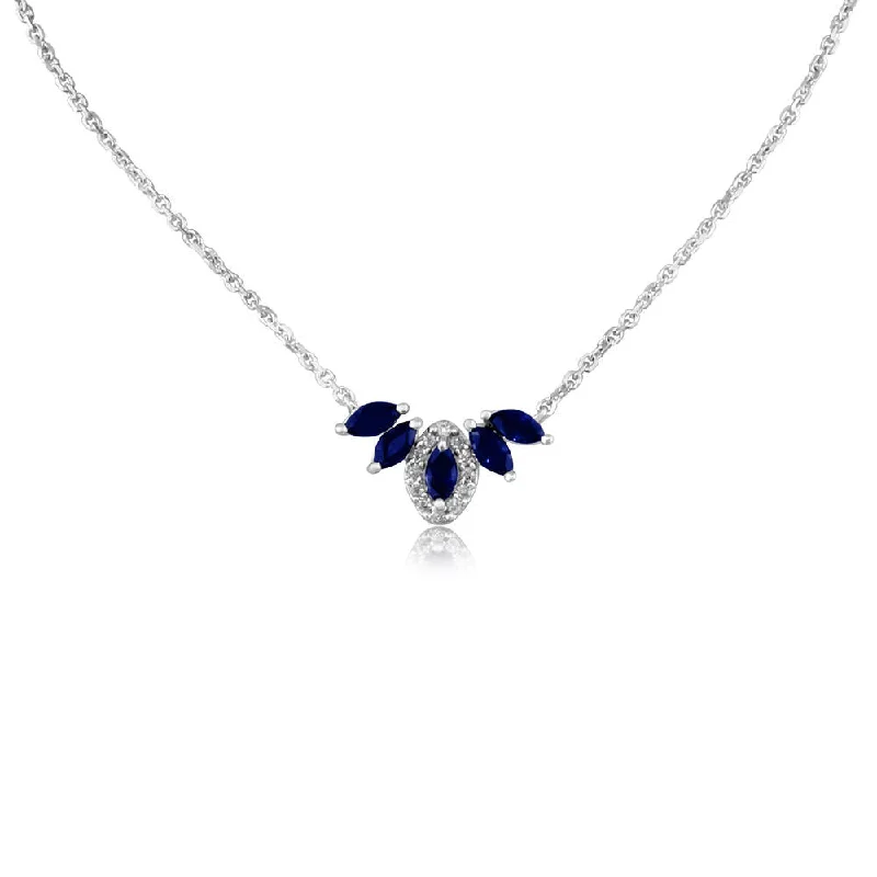 Elegant necklaces and pendants with gold chains for a chic, timeless appearance-14K White Gold Sapphire/Diamond Neckpiece