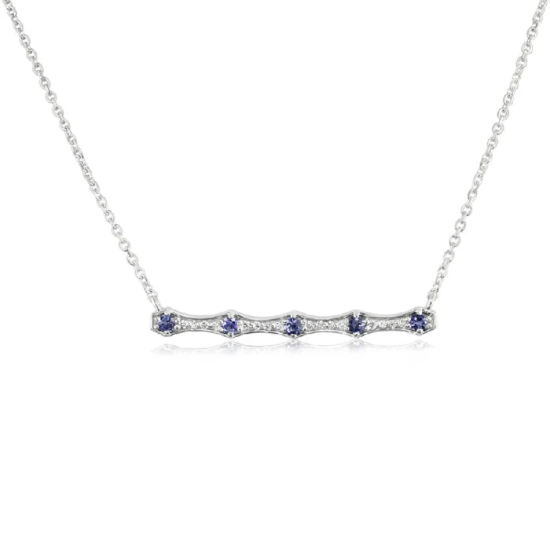 Unique necklaces and pendants with engraved messages for a sentimental gift-14K White Gold Sapphire/Diamond Neckpiece ""