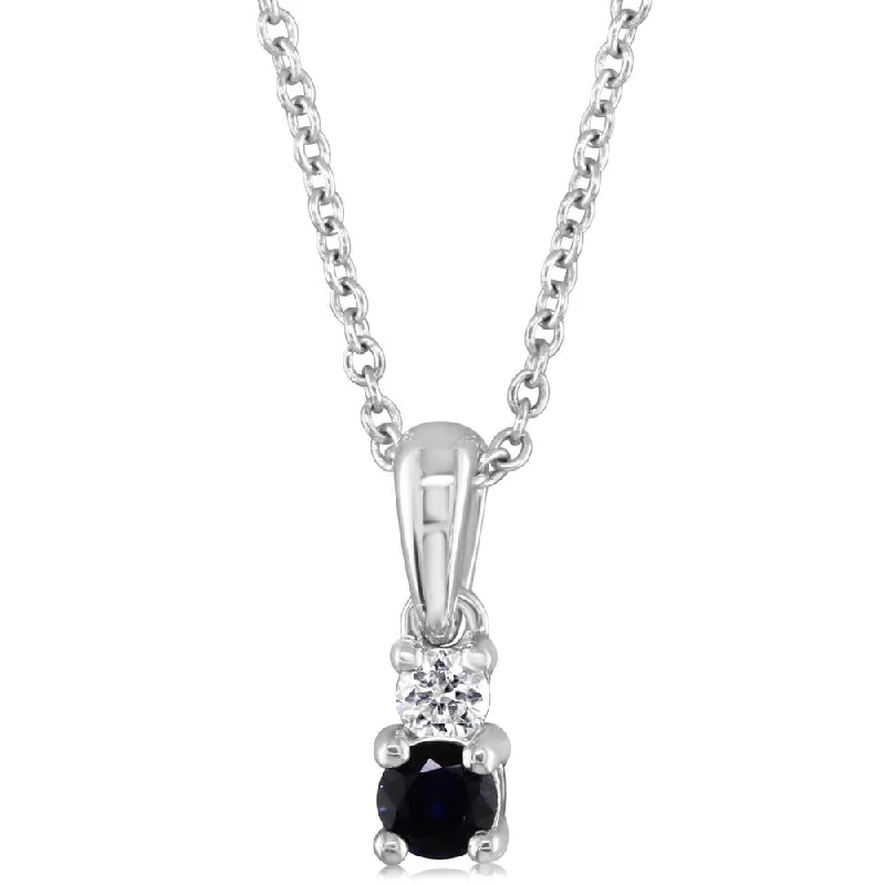 Stunning necklaces and pendants with ruby and diamond combinations for a luxurious effect-14K White Gold Sapphire/Diamond Pendant