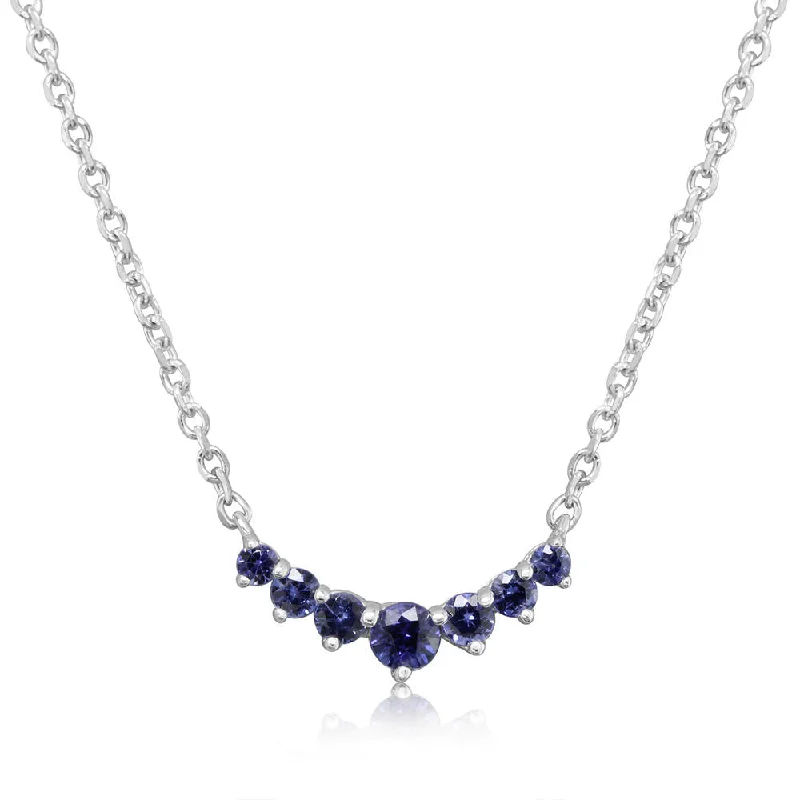 Beautiful necklaces and pendants with diamond-encrusted designs for maximum sparkle-14K White Gold Sapphire Neckpiece