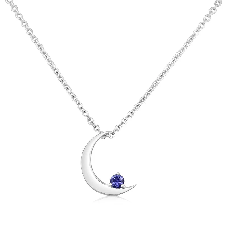 Best necklaces and pendants with seashell designs for a tropical, beachy vibe-14K White Gold Sapphire Moon Pendant