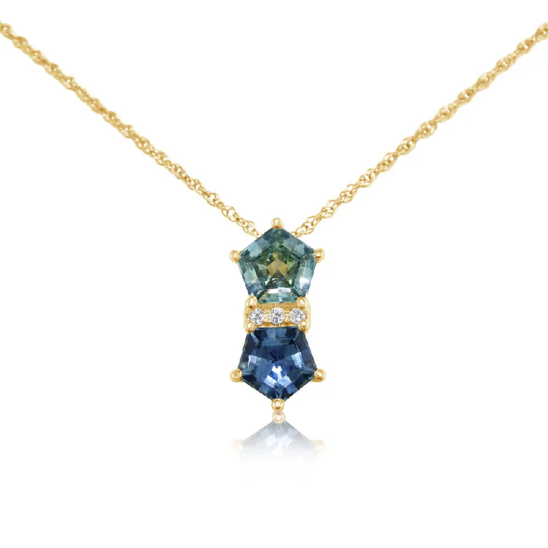 Best necklaces and pendants with vintage coin pendants for a unique accessory-14K Yellow Gold 5 mm Pentagon Montana Sapphire/Diamond Pendant