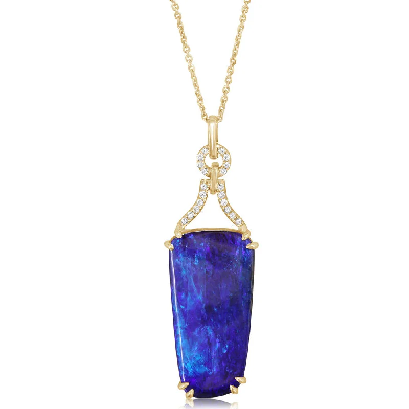 Best necklaces and pendants with glowing moonstone for an ethereal glow-14K Yellow Gold Australian Boulder Opal/Diamond Pendant