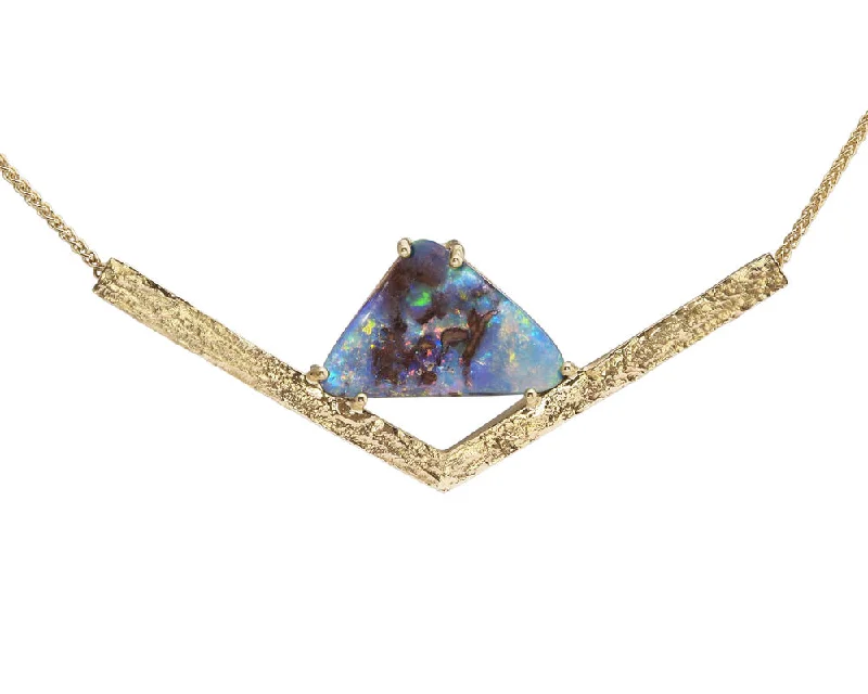 Necklaces and pendants with star-shaped designs for a whimsical, celestial touch-14K Yellow Gold Australian Boulder Opal Neckpiece