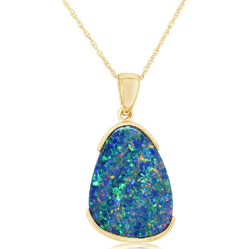 Best necklaces and pendants with vintage coin pendants for a unique accessory-14K Yellow Gold Australian Opal Doublet Pendant