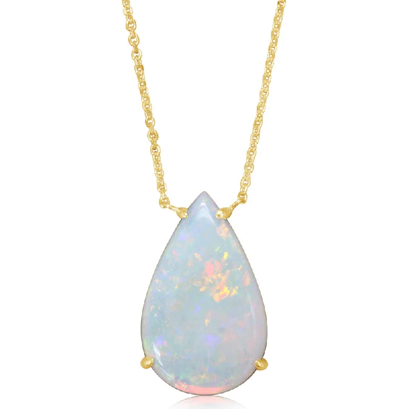 Stunning necklaces and pendants with amethyst gemstones for a calming effect-14K Yellow Gold Australian Opal Neckpiece