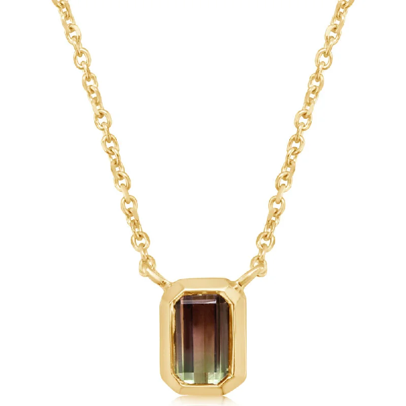 Unique necklaces and pendants with gemstones for a colorful and vibrant statement-14K Yellow Gold Bi-Color Tourmaline Neckpiece