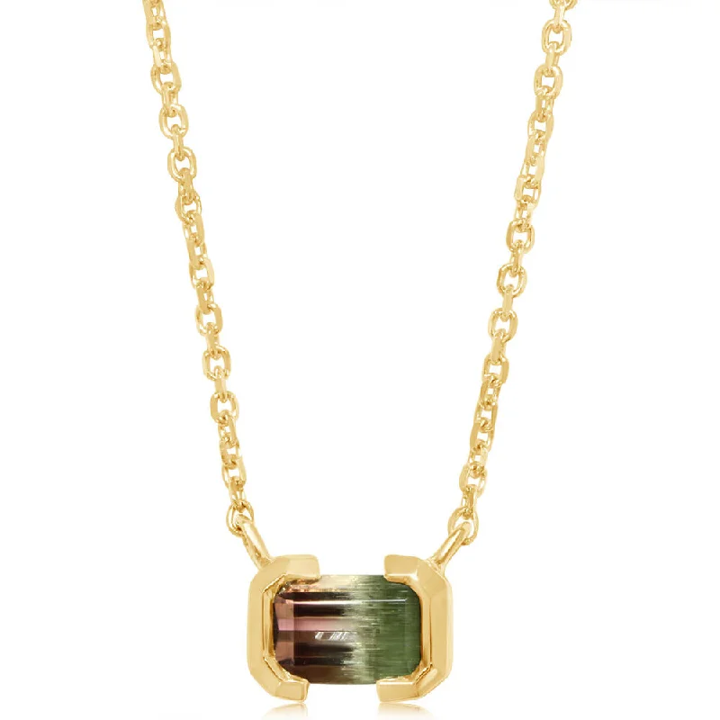 Elegant necklaces and pendants with onyx stones for a sleek, polished look-14K Yellow Gold Bi-Color Tourmaline Neckpiece