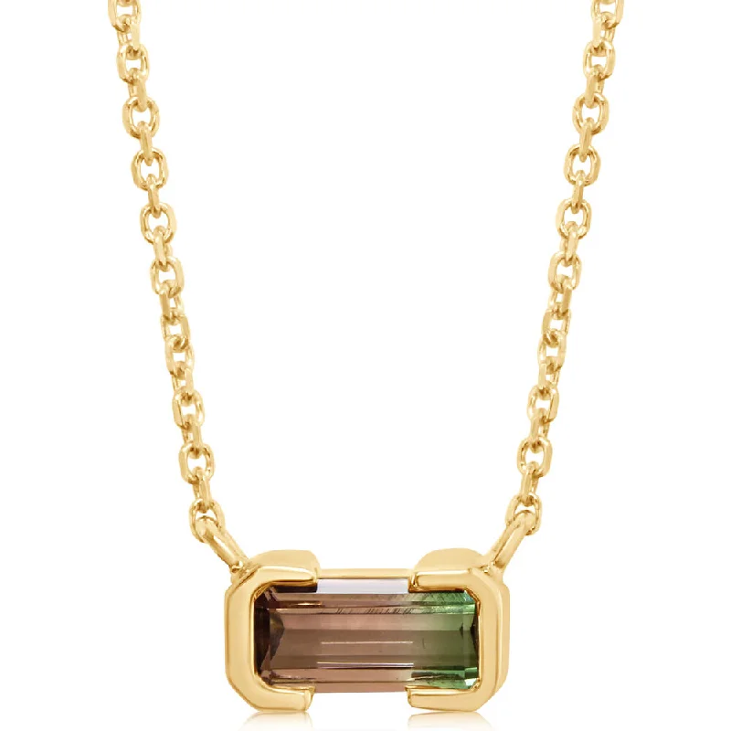 Best necklaces and pendants with oval pendants for a classic, elegant shape-14K Yellow Gold Bi-Color Tourmaline Neckpiece