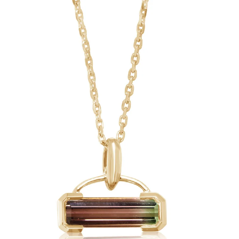 Best necklaces and pendants with seashell designs for a tropical, beachy vibe-14K Yellow Gold Bi-Color Tourmaline Pendant