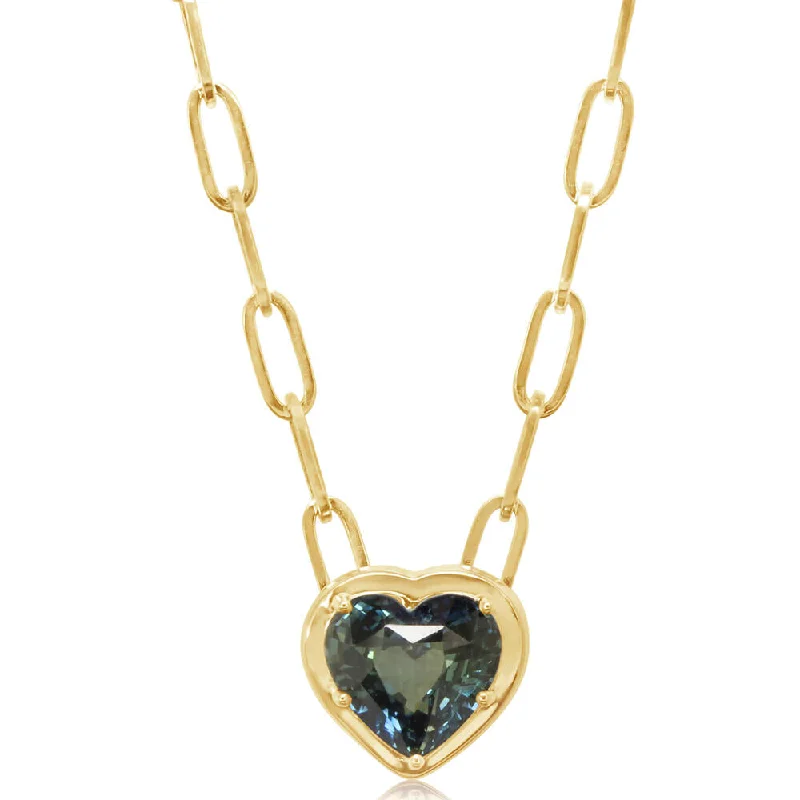 Best necklaces and pendants with oval pendants for a classic, elegant shape-14K Yellow Gold Blue Green Sapphire Neckpiece