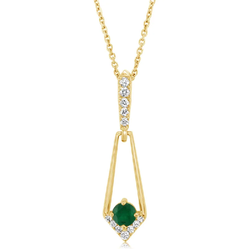 Necklaces and pendants with crescent moon designs for a celestial and mystical feel-14K Yellow Gold Brazilian Emerald/Diamond Pendant