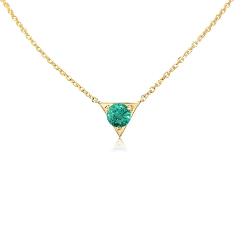 Stylish necklaces and pendants with diamonds for a glamorous and elegant look-14K Yellow Gold Brazilian Emerald Neckpiece